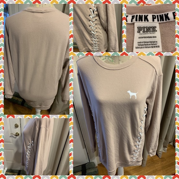 PINK Victoria's Secret Tops - Like New Pink Victoria’sSecret Lace Up Sweatshirt